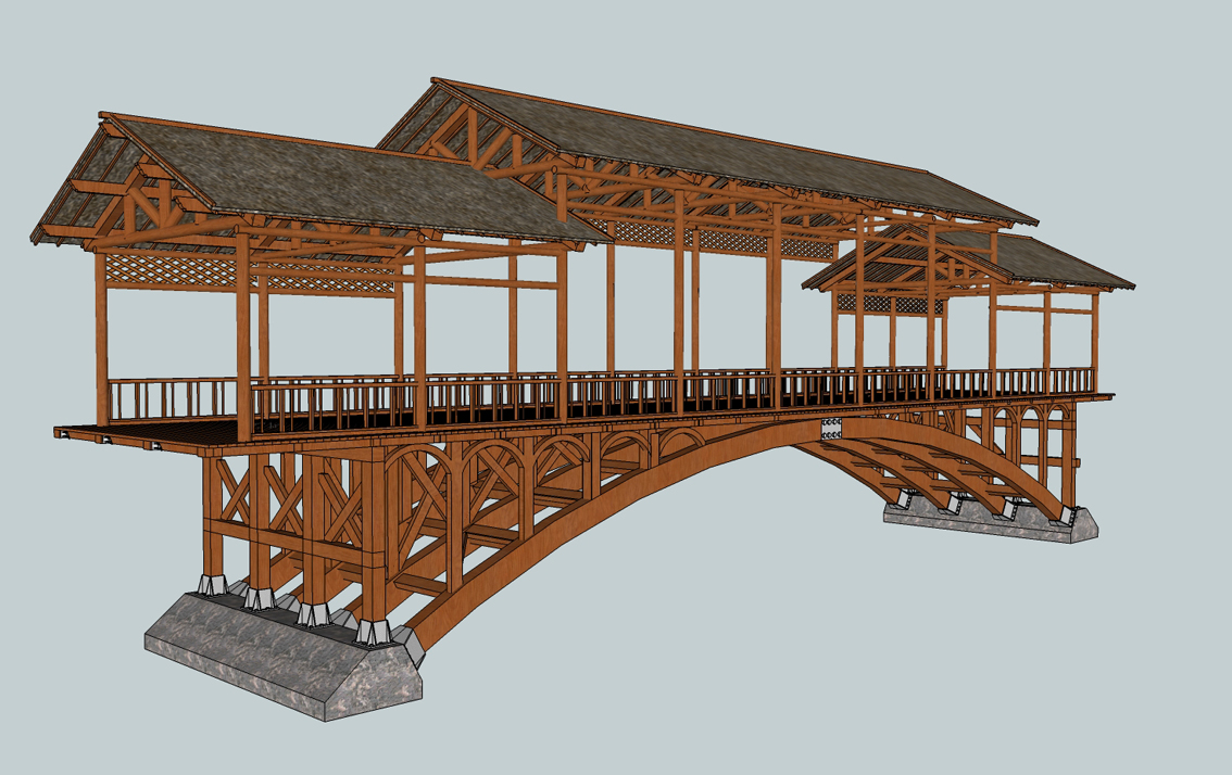 木廊桥全木设计-cm诚美装饰设计案例展示-一品威客网