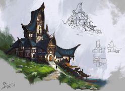 游戏原画欧式建筑设计