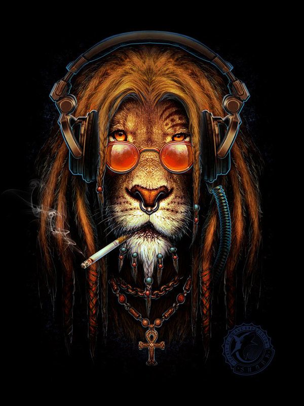 创意Lion rasta摇滚狮T恤设计图案