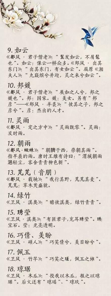 诗经中最美的名字,想取名的快收藏