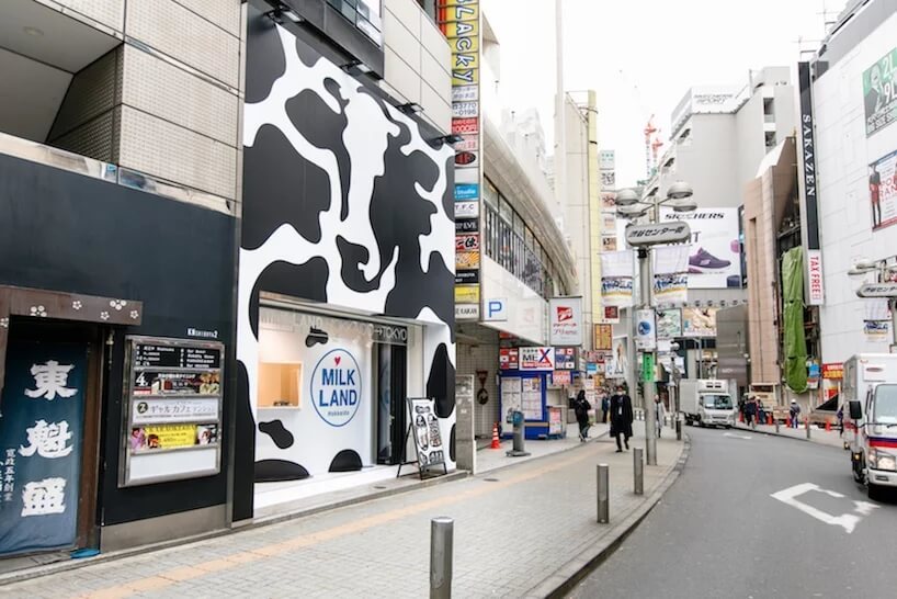 日本奶制品商店创意设计，奶牛一样的牛
