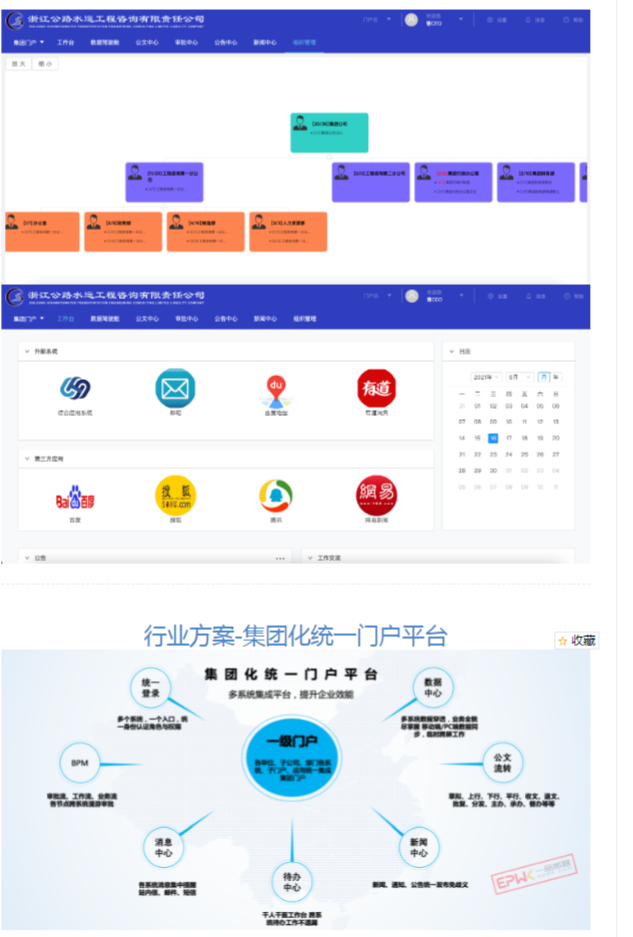 集团化统一门户平台案例分享：浙江公路水运工程咨询有限责任公司案例详情