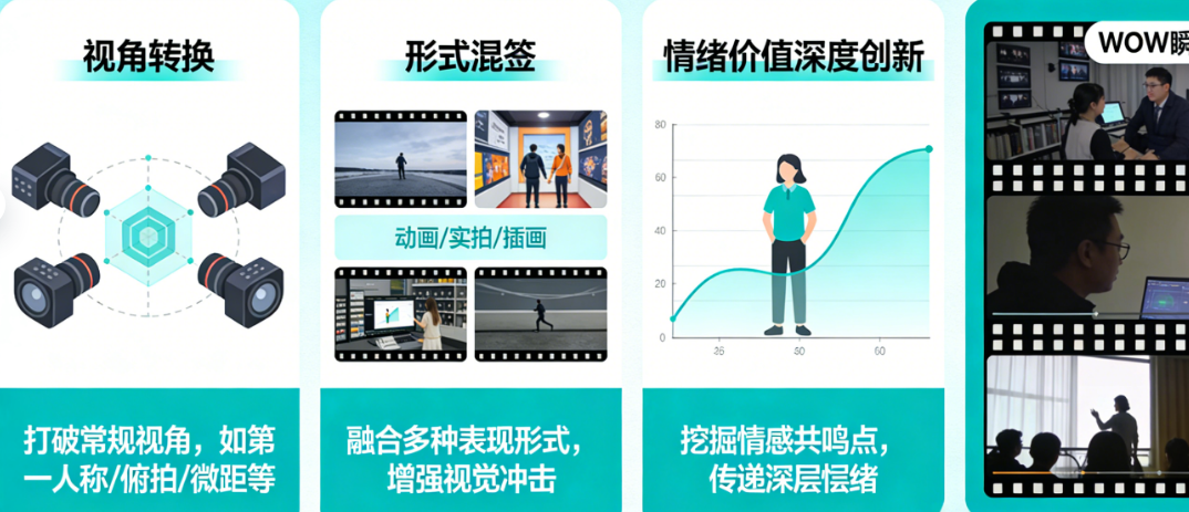 创意视频怎么做出让人WOW的差异化？从视角转换、形式混签到情绪价值的深度创新指南