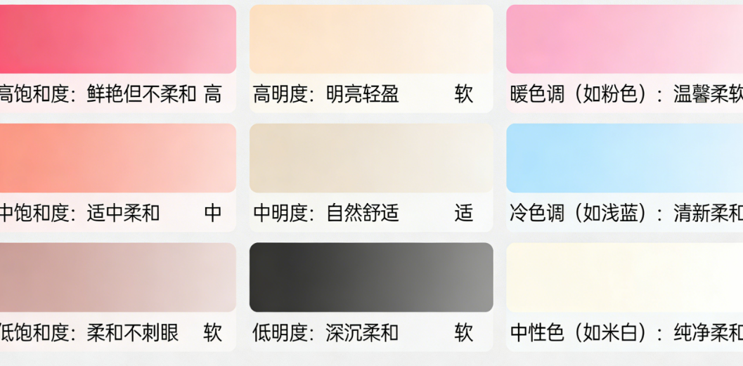 “软”的感觉怎么用颜色表达?饱和度、明度、色相的综合控制