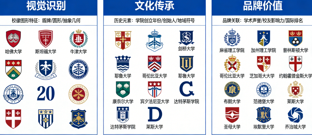 全球20大名校校徽,哪个更出色?从视觉识别、文化传承到品牌价值的深度对比赏析