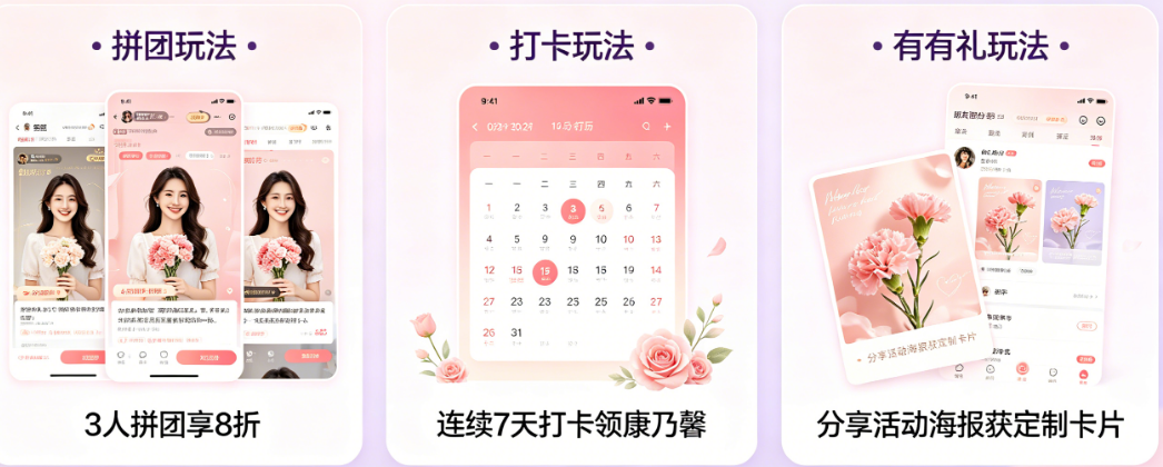 母亲节活动如何实现低成本裂变?拼团、打卡、分享有礼的玩法设计