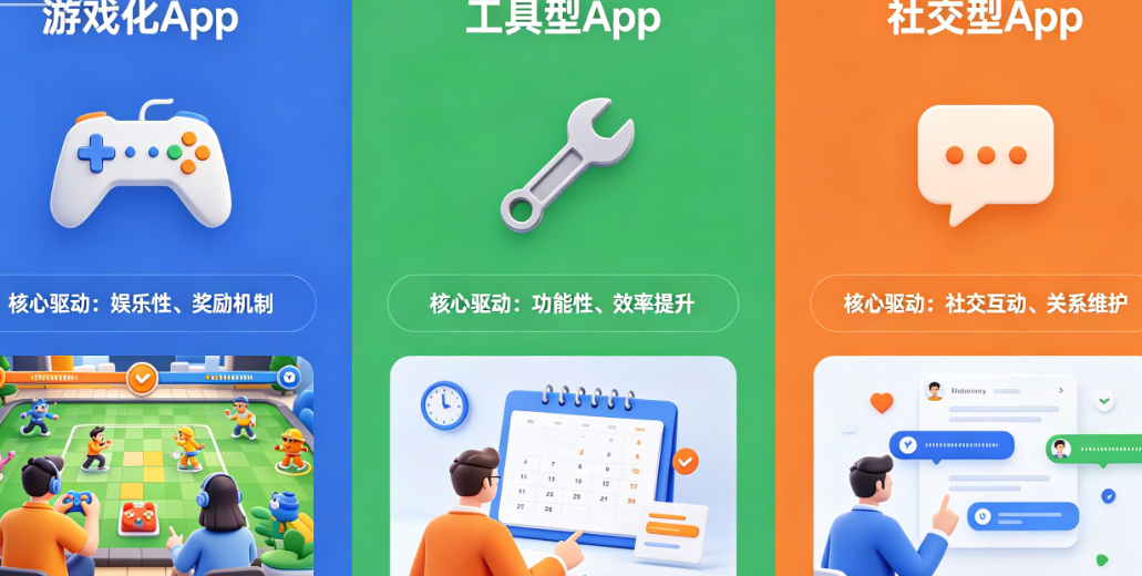 游戏化App vs 工具型App vs 社交型App：3种创意驱动型App的系统开发实例对比