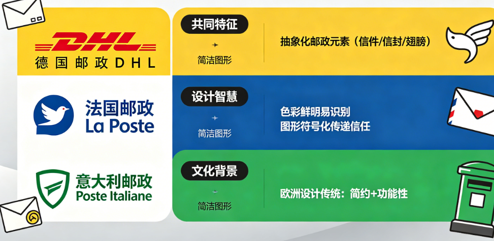 全球邮政设计标杆为什么在欧洲?揭秘欧洲邮政logo的共同特征与设计智慧