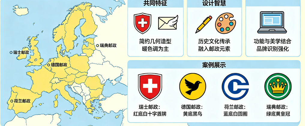 全球邮政设计标杆为什么在欧洲?揭秘欧洲邮政logo的共同特征与设计智慧