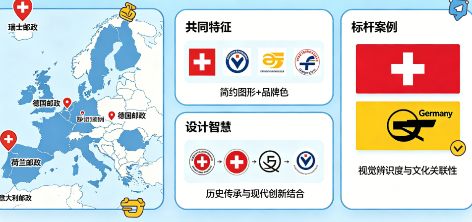 全球邮政设计标杆为什么在欧洲?揭秘欧洲邮政logo的共同特征与设计智慧