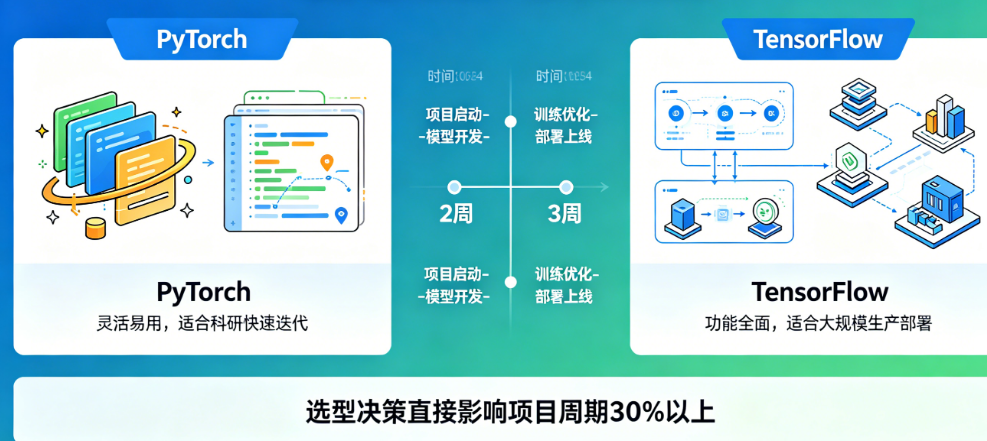 让模型训练少走弯路:PyTorch和TensorFlow的选型决策如何影响你的项目周期?
