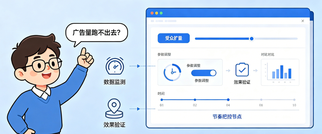 广告量跑不出去?揭秘AI受众扩量的正确设置方法与节奏把控