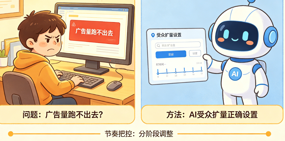 广告量跑不出去?揭秘AI受众扩量的正确设置方法与节奏把控