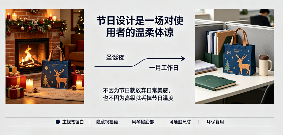 麋鹿圣诞插画手提袋怎么设计?节日氛围与实用性的平衡点在哪?