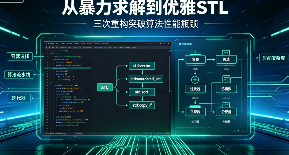 C++与STL实战:3次递进式代码重构,助我突破算法瓶颈,分数节节攀升